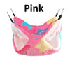 Pink cozy double-layer fleece hammock for small pets with star and cloud patterns
