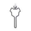Gray hands-free dog poop bag dispenser with a white leash clip.