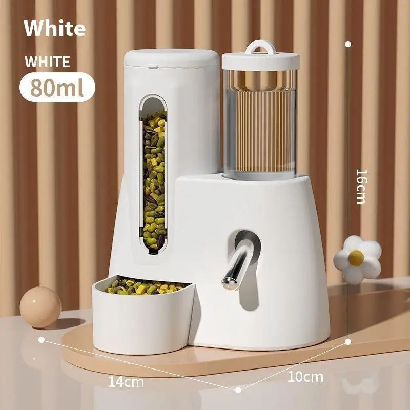 Râtelier automatique et distributeur d'eau pour hamsters avec réservoir de nourriture et réservoir d'eau