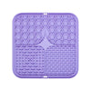 Purple silicone lick mat for dog bathing and slow food training with a diamond-shaped insert