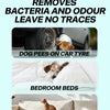 A collage showing multi-scene removal of bacteria and odour from dog, cat, and car surfaces.