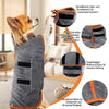 Peignoir gris avec bordure orange, fermeture à dégagement rapide et coutures renforcées pour la durabilité
