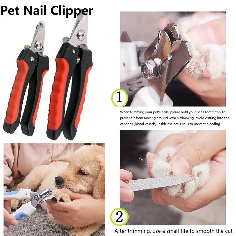 Nagelschere, ein kleines File und ein Hundefuß zum Schneiden von Nägeln.