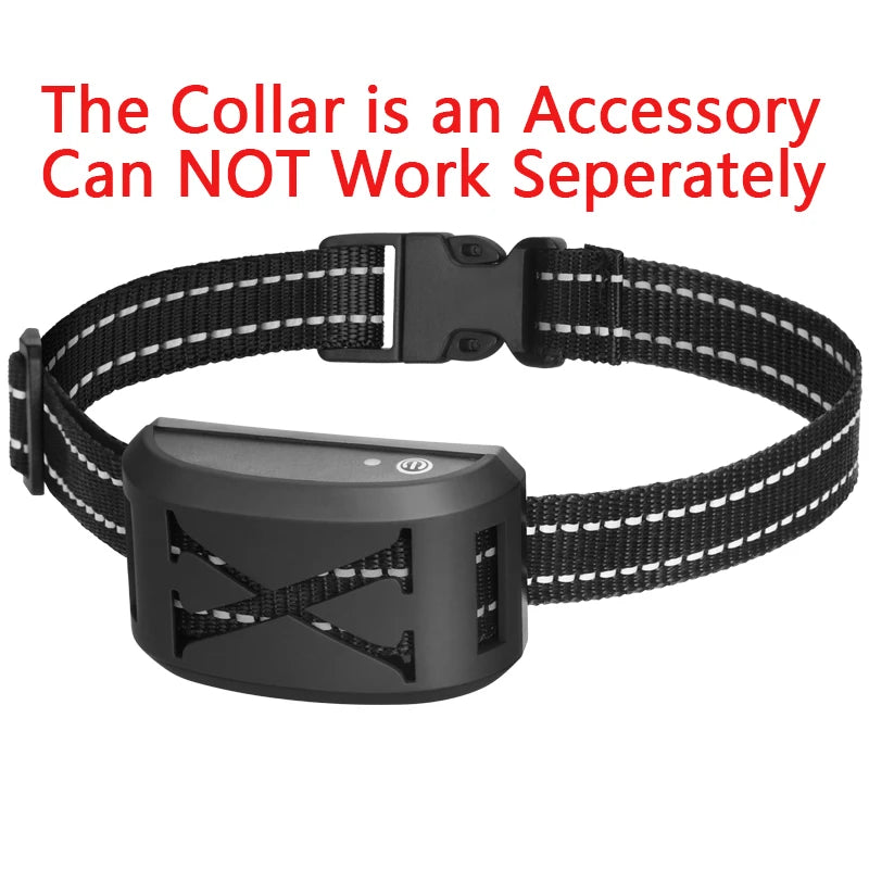 A black dual function dog training collar with a strap and a rectangular device.