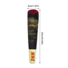 A vertical plush dog chew toy with a dark green and red striped exterior and a beige base.