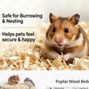 A small brown rodent is visible in natural wood chip bedding.