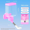 Cage pour distributeur d'eau automatique à oiseaux, rose, avec robinet rotatif et composants de montage.