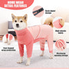 A light pink comfortable cotton dog jumpsuit designed with a back zipper, high-elastic fabric, and discharge opening for pet 