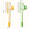 A pair of self-cleaning pet brushes, one in pale yellow and the other in light green.