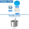 A set of four replacement filters for a pet water fountain, including blue and white silicone components.