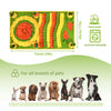 A colorful pet sniffing mat designed for dog training and slow feeding, showing various fabric strips.