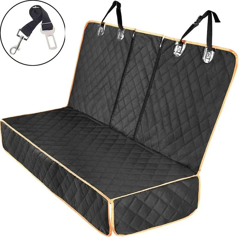 Black waterproof car dog seat cover mat with handles for pet protection