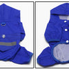 Veste de pluie bleue royale imperméable pour chien, vue de dessus.