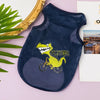 Navy breathable mesh pet vest featuring a yellow cartoon monster riding a bicycle