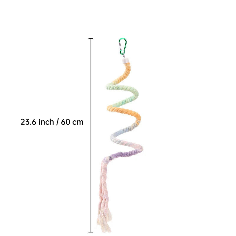 Bfarbiger Farbverlauf-Kletterseil-Stand für Vögel, mit verschiedenen Grüntönen und Gelbtönen.
