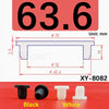 Black and white silicone rubber hole plugs shown next to a measurement diagram.