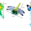A colorful interactive cat teaser wand featuring a green feather bird and a blue butterfly.