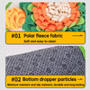Two mats shown: one is polar fleece fabric and the other is bottom dropper particles.