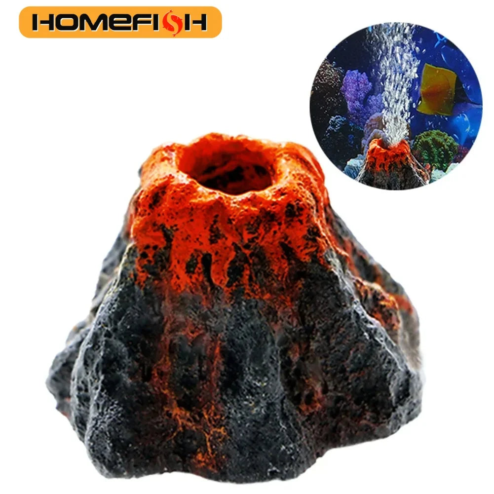 Rocher poreux foncé décor simulant un paysage volcanique pour aquarium.