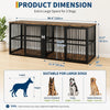 A black extra large double dog crate furniture with a wooden top and vertical bars for two dogs.