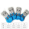 A set of cute pet dog and cat shoes in various gray and blue colors with different sizes
