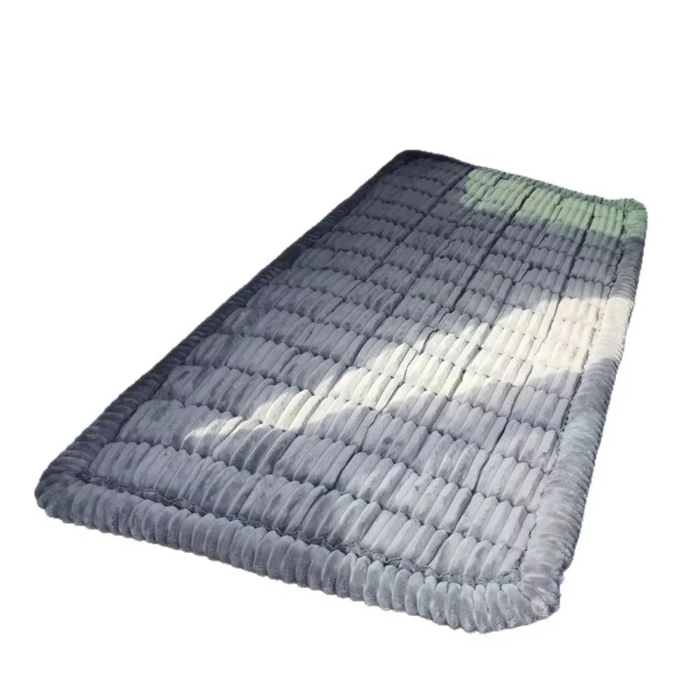 Gray and white plaid flannel pet seat protector and car mat.