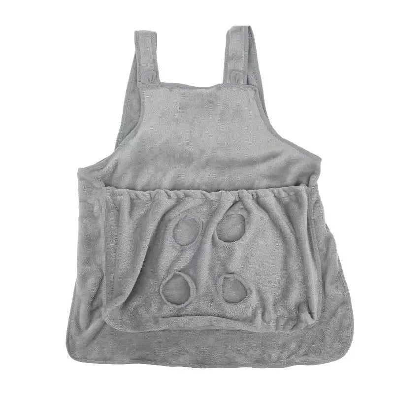 Delantal de transporte para mascotas gris, diseñado para perros y gatos pequeños.