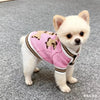 Ein flauschiger weißer Hund in einem rosa-braunen Strickpullover.