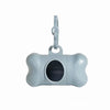 Light gray bone-shaped dog waste bag dispenser with a hanging loop.
