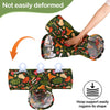 A green and orange patterned pet tunnel being held by a hand, demonstrating its non-deformable design.