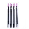 A set of five professional nail file and cuticle remover tools in various shades of pink.