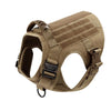 A tan durable dog harness and leash set for training and walking.