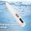 A white waterproof pet hair trimmer is shown submerged in water with bubbles, highlighting its durable design.