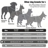 A comparison chart showing sizes and weights for different dog breeds including Retrievers, Doberman, Siberian Husky, and Ger