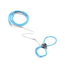Light blue pet harness and leash with a dotted pattern for small rodents