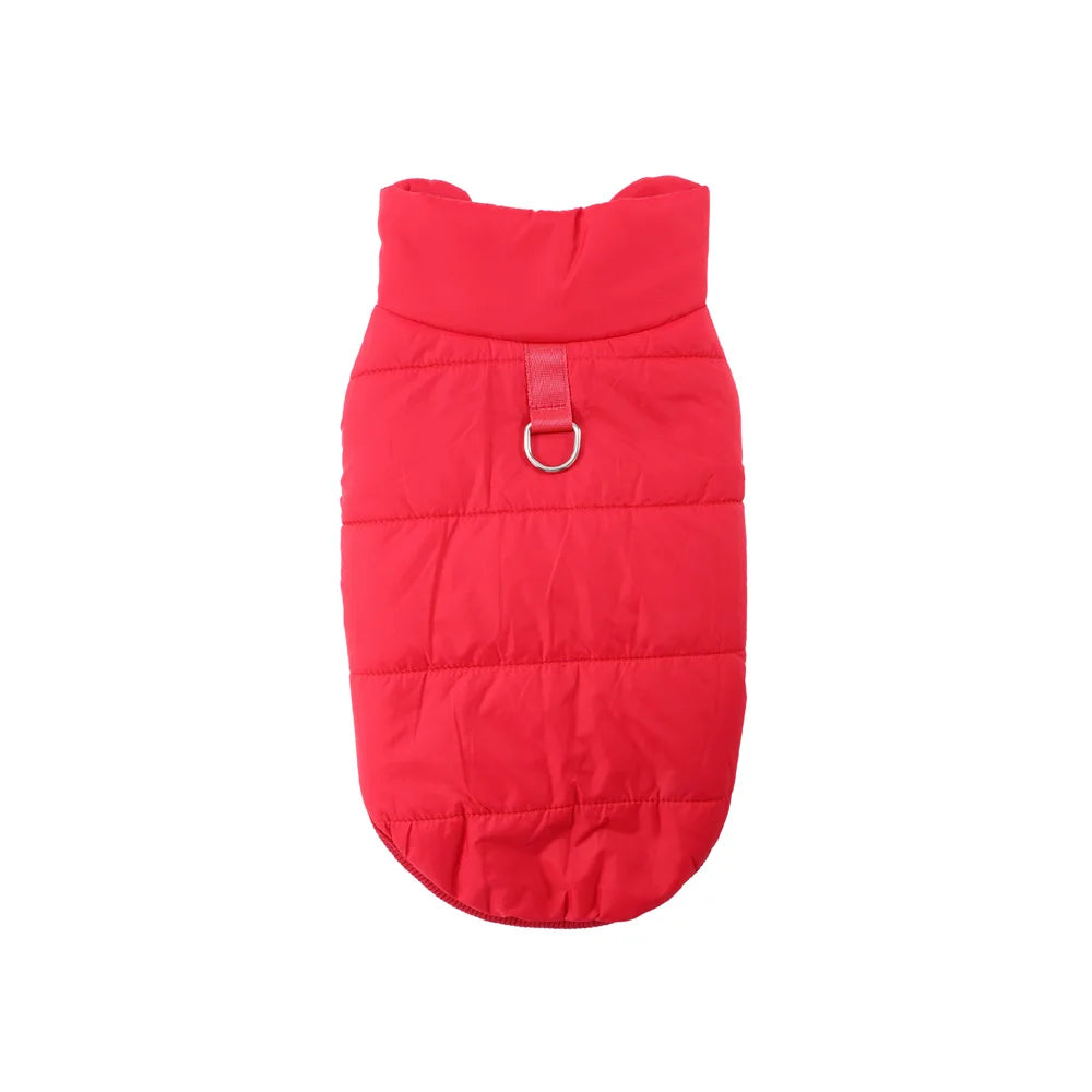 Manteau d'hiver en polaire imperméable et matelassé rouge vif pour petits chiens et chats.