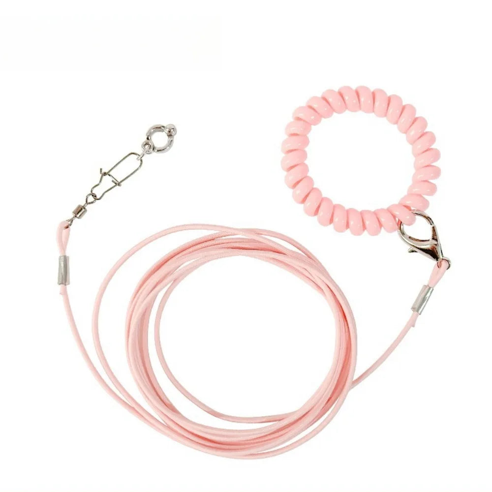 Pink adjustable traction rope for safe bird handling