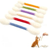 A set of giant cotton swab shaped catnip toys in various colors, including white, green, purple, and red.