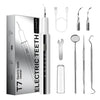A set of T7 electric teeth cleaners and a cleaning tool are displayed next to their packaging.