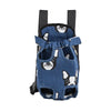 A dark blue adjustable backpack carrier designed for cats and dogs.