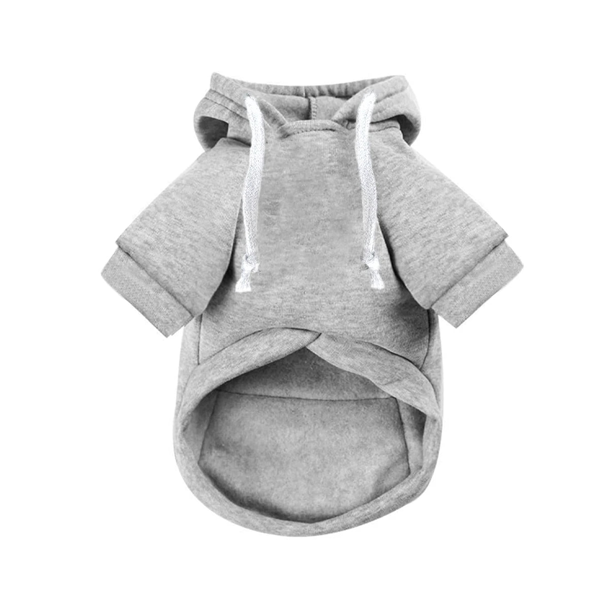 A gray dog and cat zippered hoodie with a hood and front split.