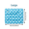Large blue cooling gel pet mat featuring a repeating jellyfish pattern for dogs and cats