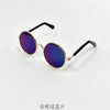 Gold-rimmed purple sunglasses with black arms
