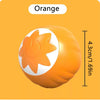 An orange automatic electric cat ball toy shown against an orange background.