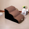Brown washable non-slip pet stairs designed for climbing onto a bed or sofa.