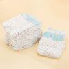 A stack and a single leakproof sanitary diaper for dogs featuring light blue and white patterns.