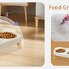 Food-grade stainless steel elevated cat food and water bowl set for pets
