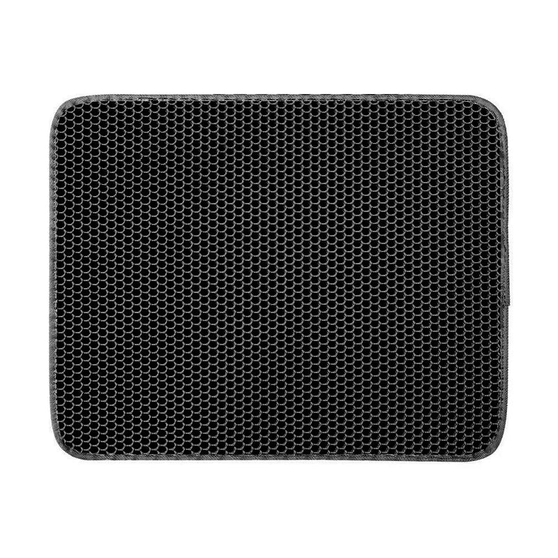 Black waterproof double-layer cat litter mat with an anti-slip base