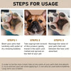 Instructions for using Soothing Paw & Nose Balm for Dogs and Cats, showing steps to wash, knead, and massage the feet.