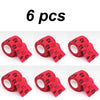 Six packs of red pet leggings designed to prevent dirt on walking dogs.